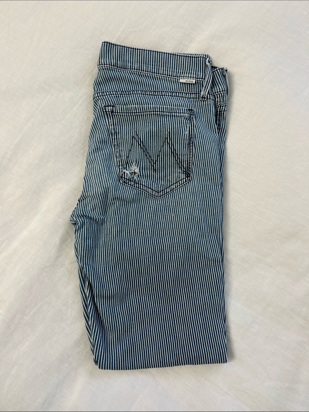 Mother Striped Blue Women’s Jeans - Casual Slim Fit